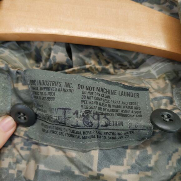 U.S. Army Improved Rainsuit Parka Jacket Mens Size M Green Digital Camo - Picture 15 of 15